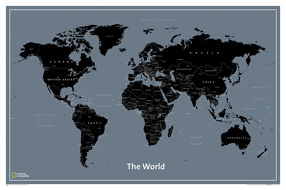 black and grey world map